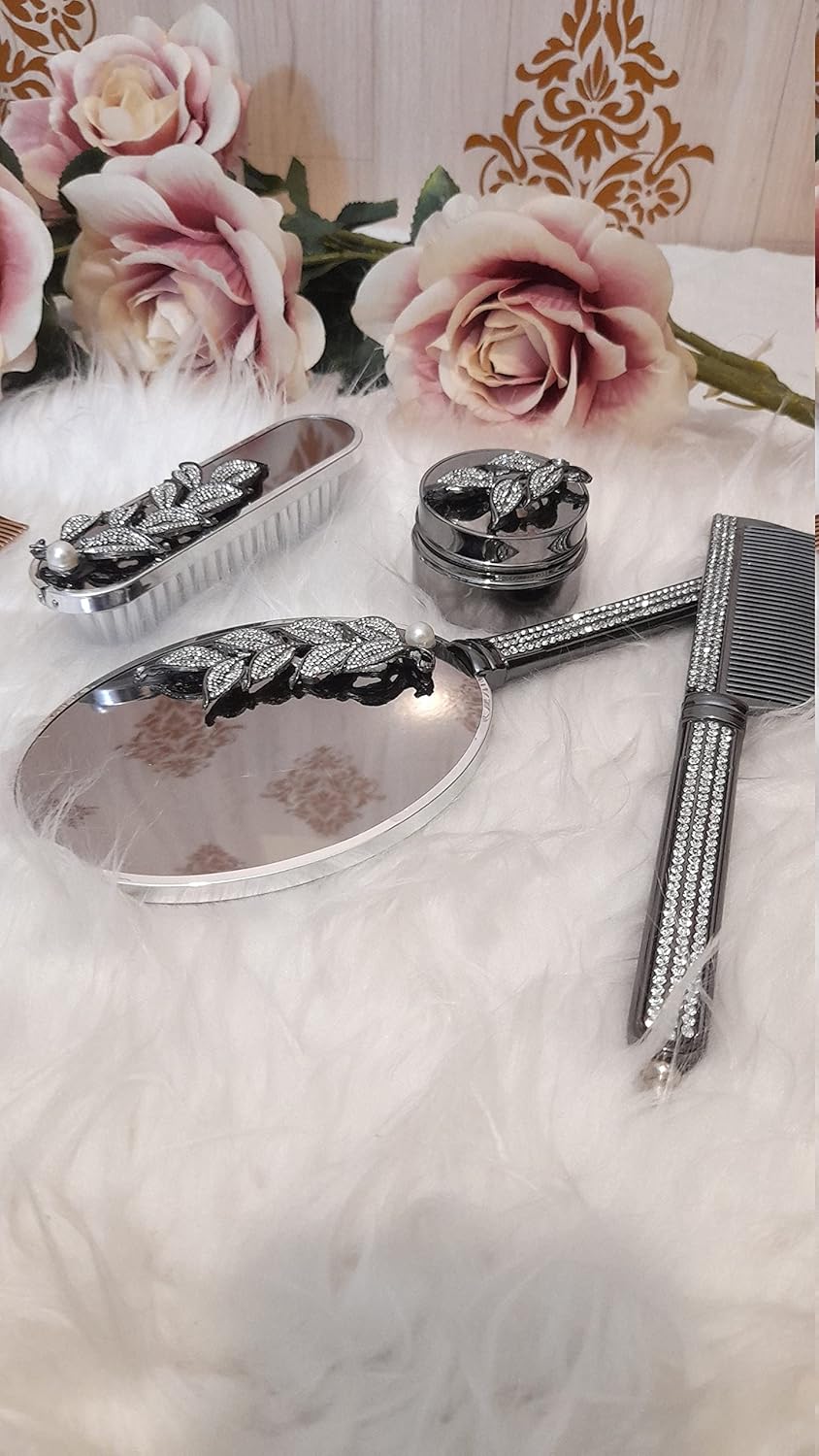 Personalized Handheld Makeup Vanity Mirror Comb Hair Brush Set : Beauty & Personal Care