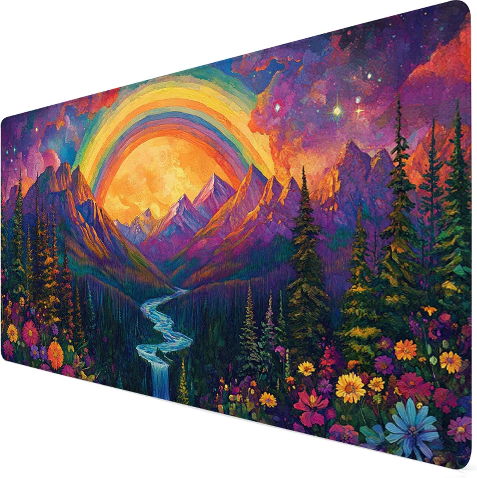 Podkładka pod mysz XXL 1200x400x3mm podkładka pod mysz kolorowa podkładka pod mysz górska poprawia precyzję i szybkość, wodoodporne antypoślizgowe, szyte krawędzie, akcesoria do gier, komputer biurowy
