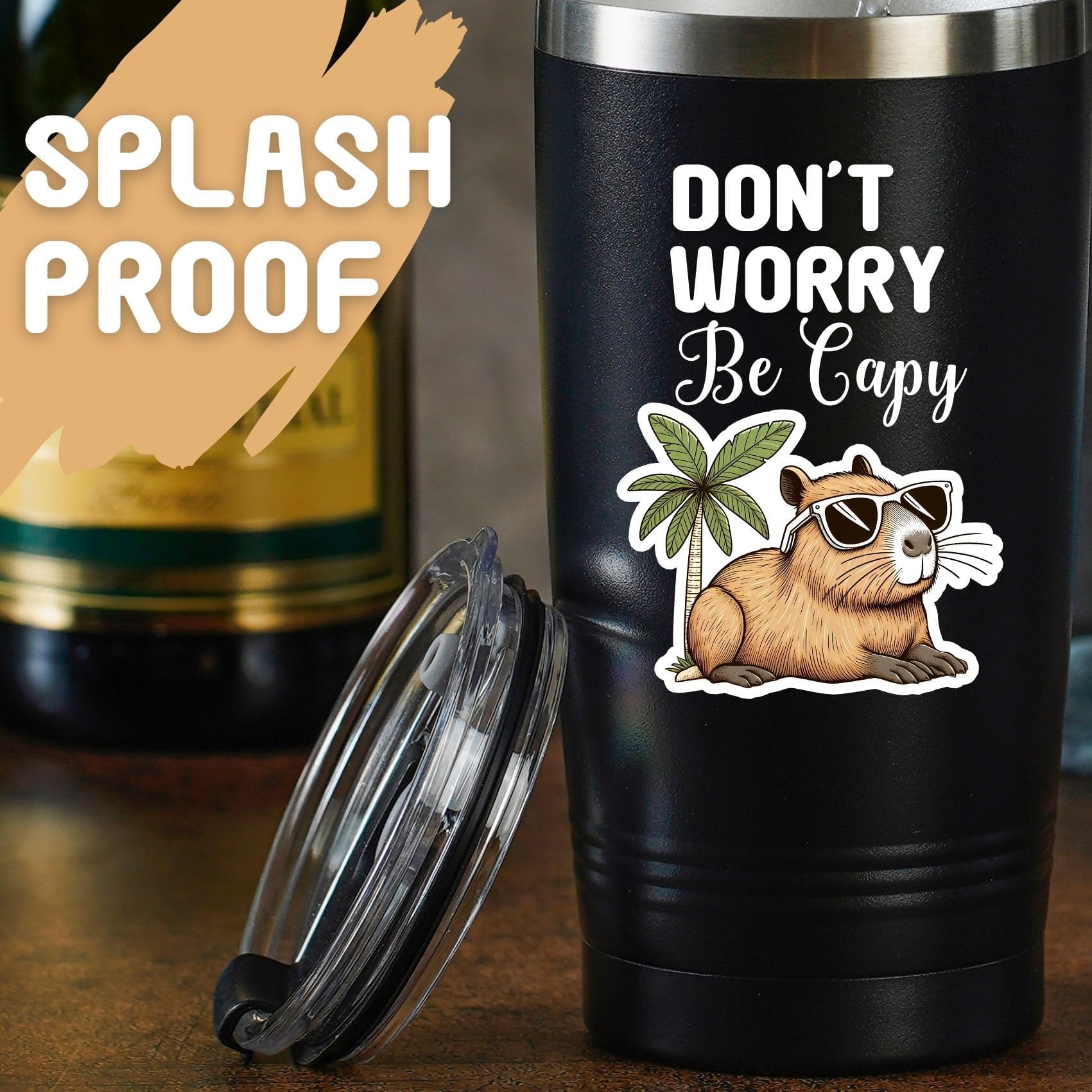 Funny Capybara Ceramic Mug - 11oz, 'Don't Worry Be Capy' Design, Microwave & Dishwasher Safe, Black, Gift For Animal Lovers