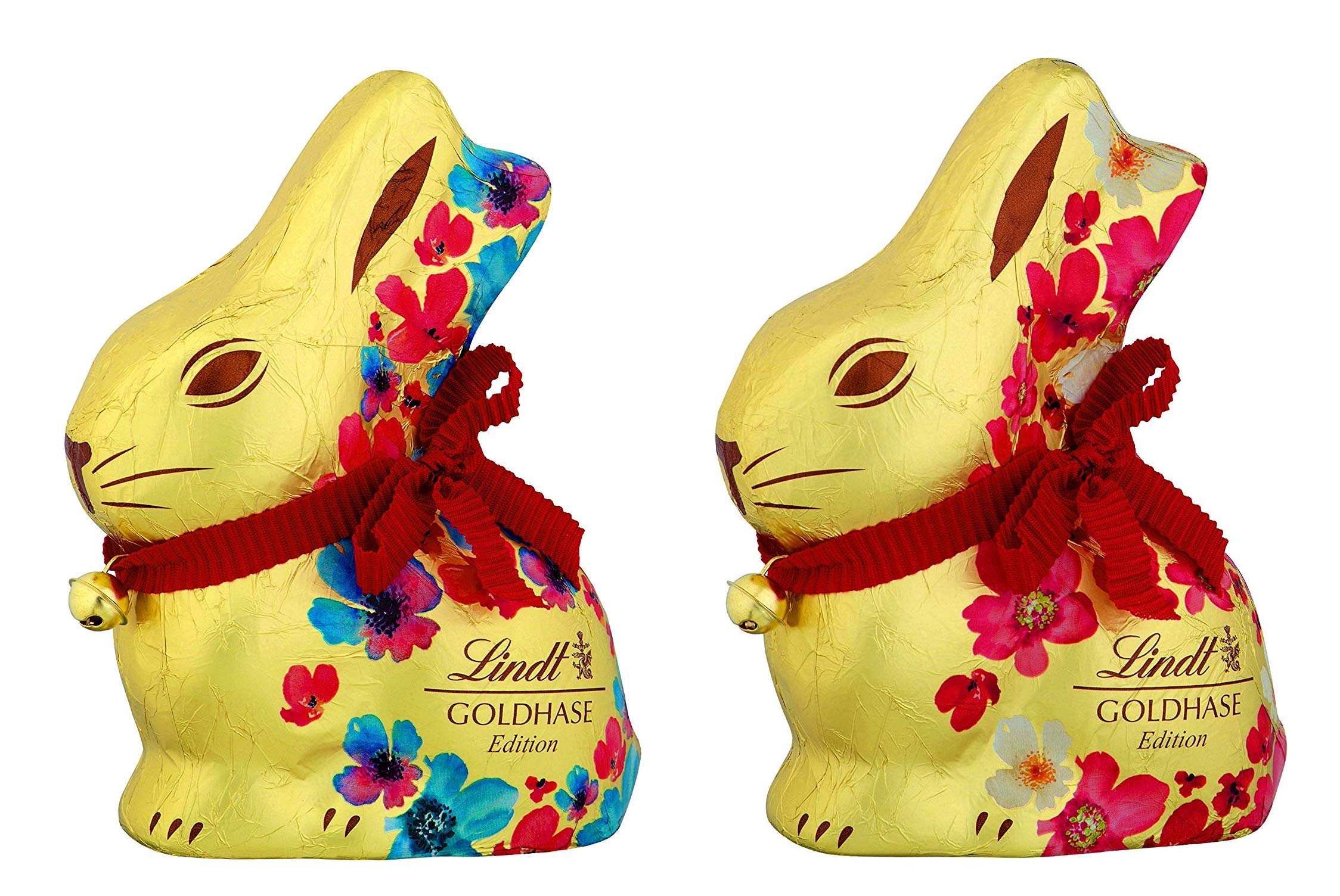 Lindt Goldhase Blumen Edition - Premium Vollmilch-Schokolade zu Ostern, 4er Pack (4 x 200 g)