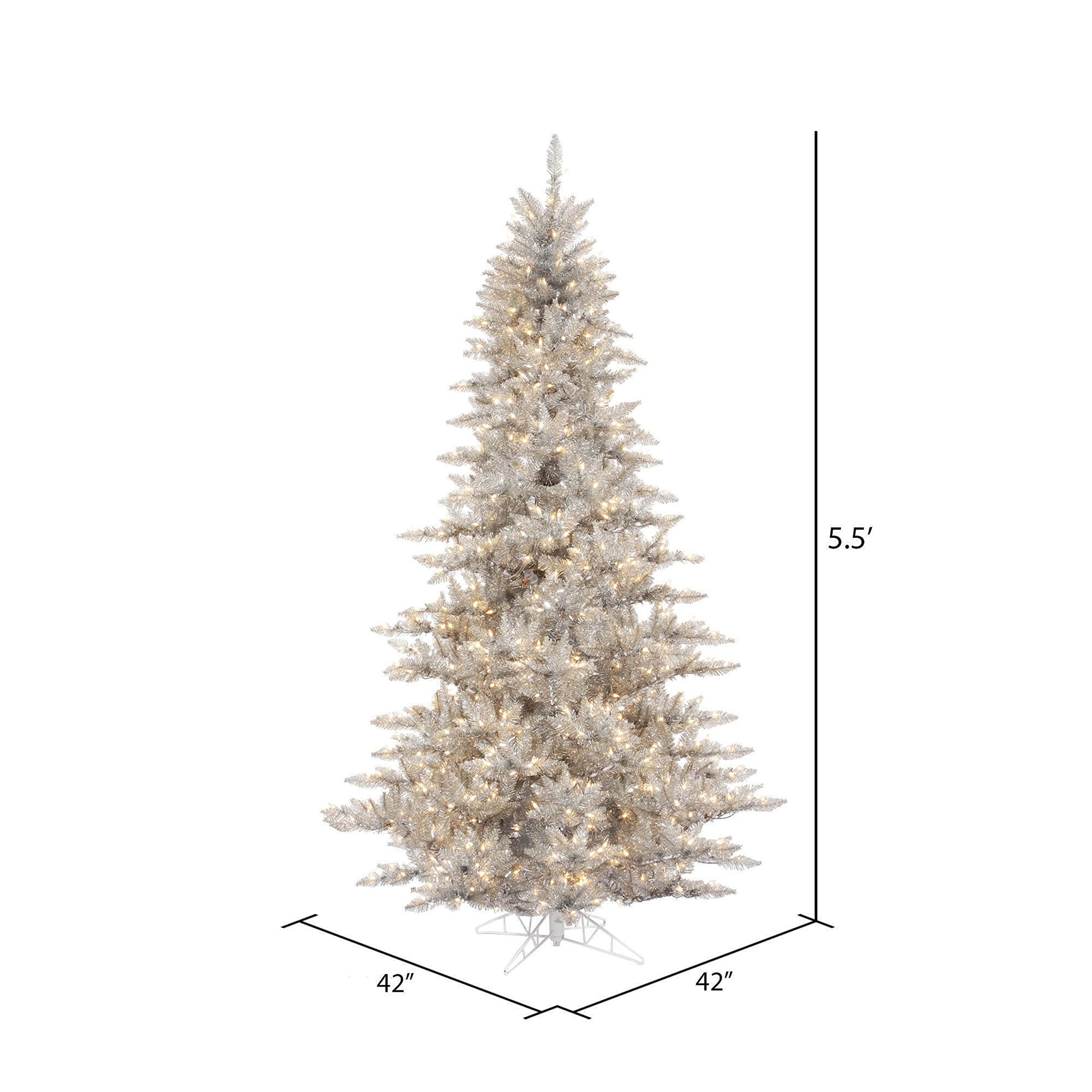Amazon.com: Vickerman 5.5' Silver Tinsel Fir Artificial Christmas