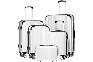 Spacious and Durable Luggage: Expandable 5-Piece PC+ABS Spinner Luggage Sets