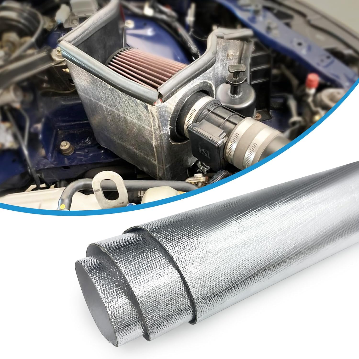 Heat Shield Automotive Thermal Block - Aluminized Thermal Insulation Material Barrier Adhesive Backed Heat Blanket for Exhaust, Motorcycle, Wood Stove, Cabinet, Fireplace (40 x 80 Inch)