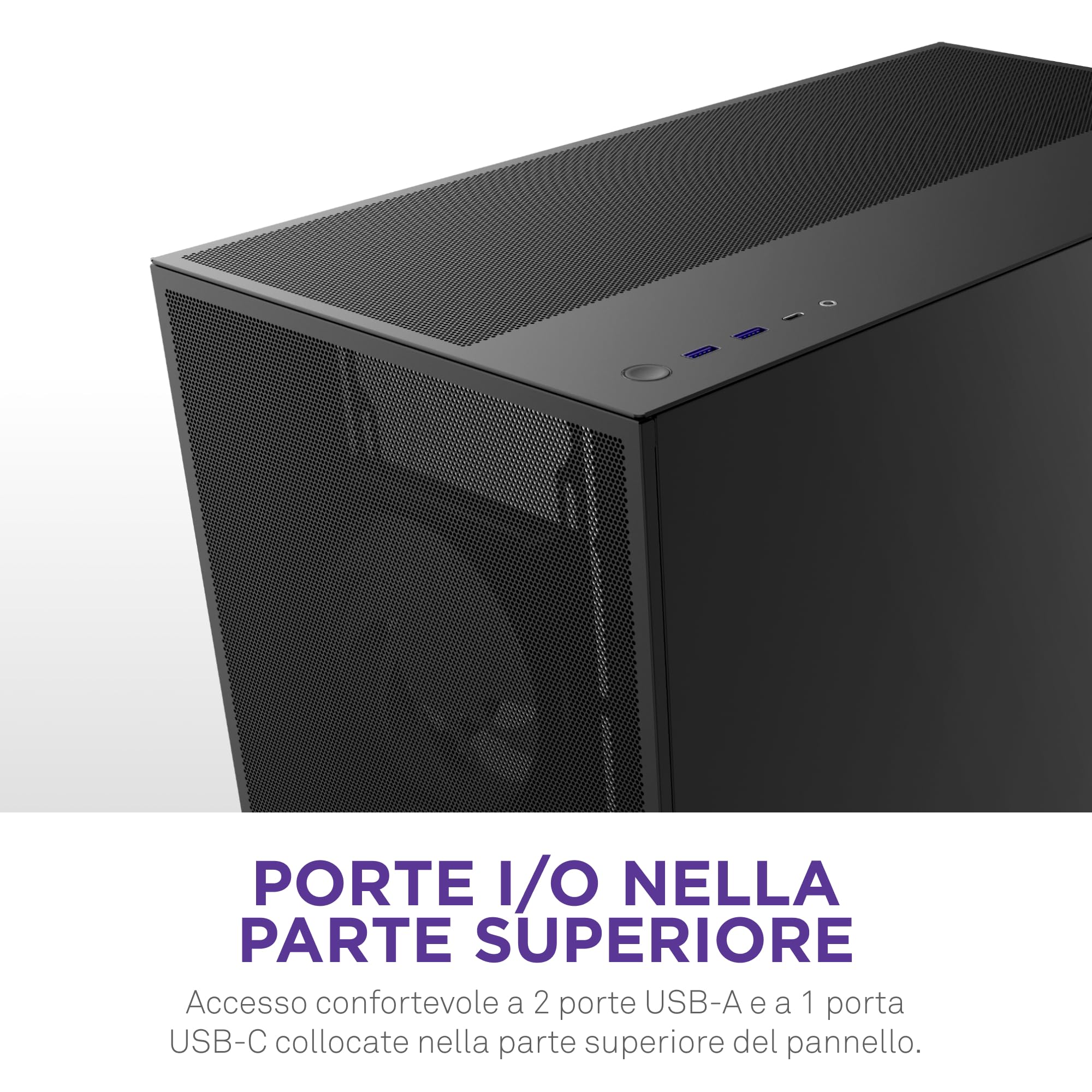 NZXT H7 Flow | Case Airflow ATX mid-tower | 3 ventole 120mm sul fondo per raffreddare la GPU | 3 ventole 120mm anteriori | Supporto anteriore radiatore da 420mm | Gestione cavi | Nero