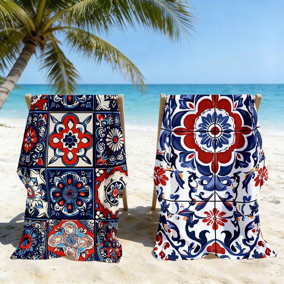 Serviette de Plage Microfibre, Lot de 2 Serviette de Bain Grande Taille 80x160 cm, Séchage Rapide Drap de Bain nordique, Anti Sable Serviettes de Plage, Serviettes Microfibre Sport pour Travel -4336