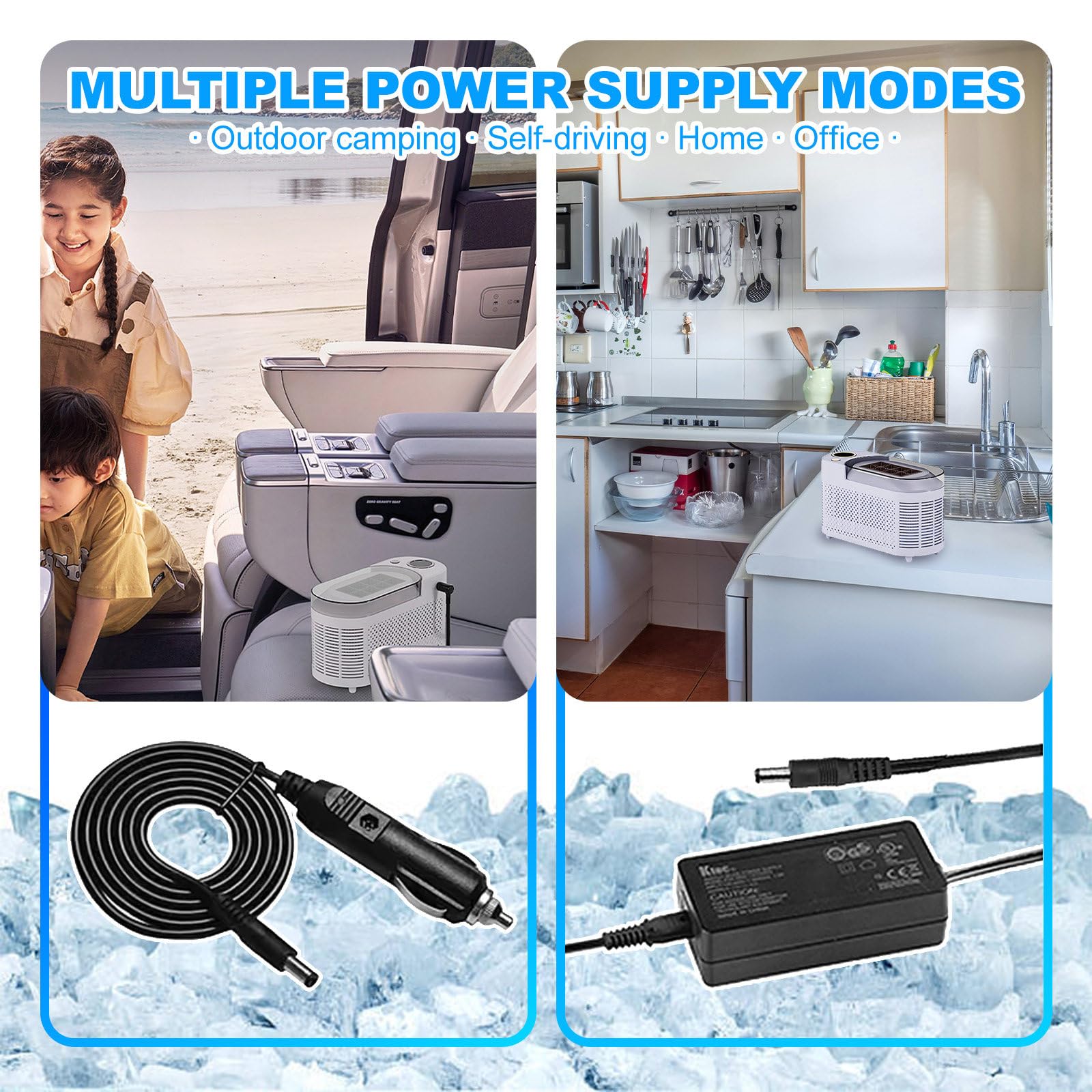 Máquina Hielo para Autocaravana y Camping-Fabricadora de Hielo Portátil Encimera,8 Cubitos por Ciclo,Hielo Rápido 10-15 Min,Adaptador 12V Coche y Corriente AC,para Hogar/Exteriores,Beige
