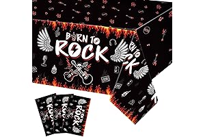 Tiamon 3 Pcs Rock and Roll Party Tablecloth Rock Themed Party Decorations...