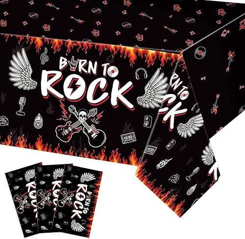 Tiamon 3 manteles de fiesta de rock roll de los años 50, suministros de decoración de fiesta de guitarra de estrella de los años 50, manteles