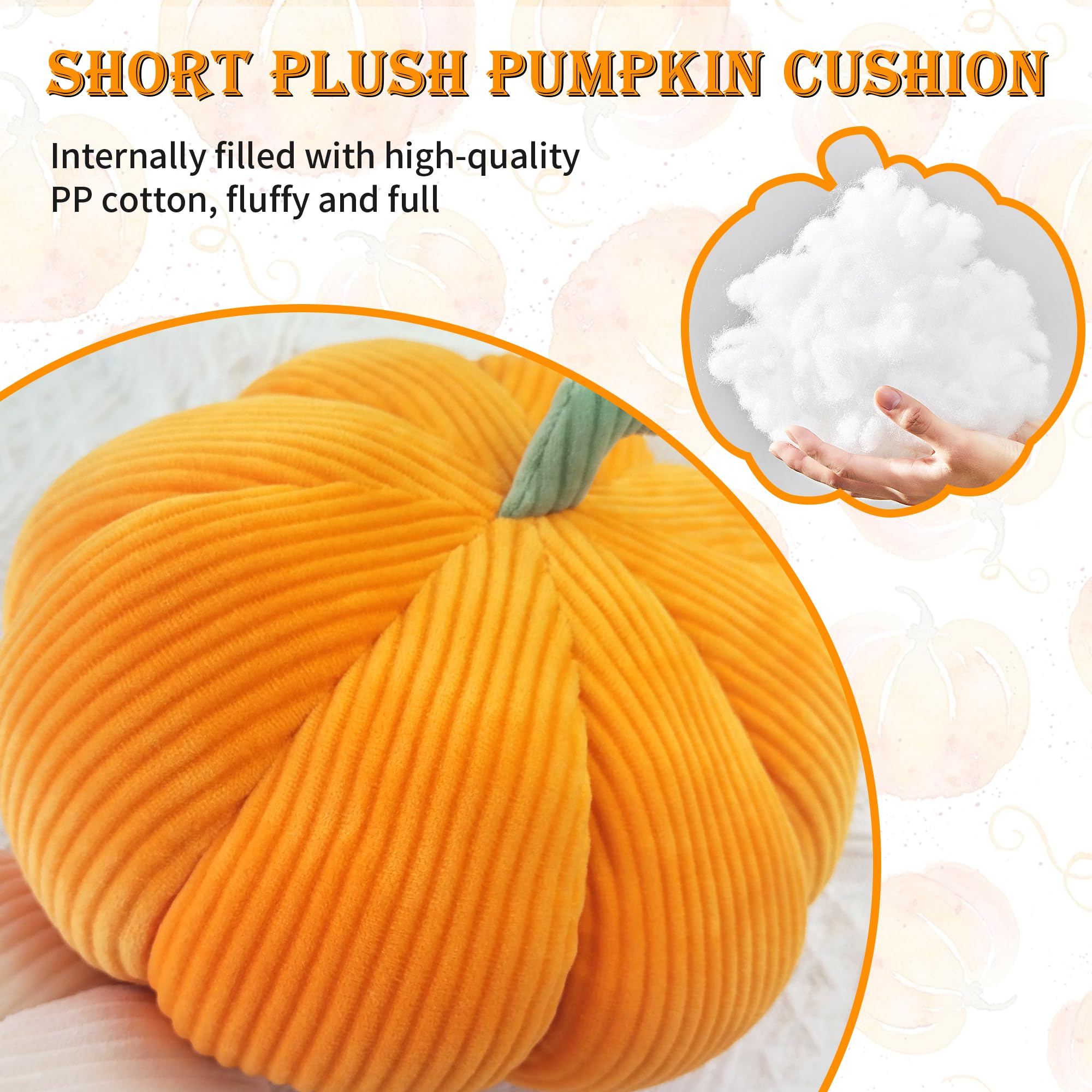 Cuscino Decorativo A Forma Di Zucca Per Halloween - 18 Cm, In Morbido Velluto Giallo, Imbottito, Per Divano E Centrotavola Autunnale - 3