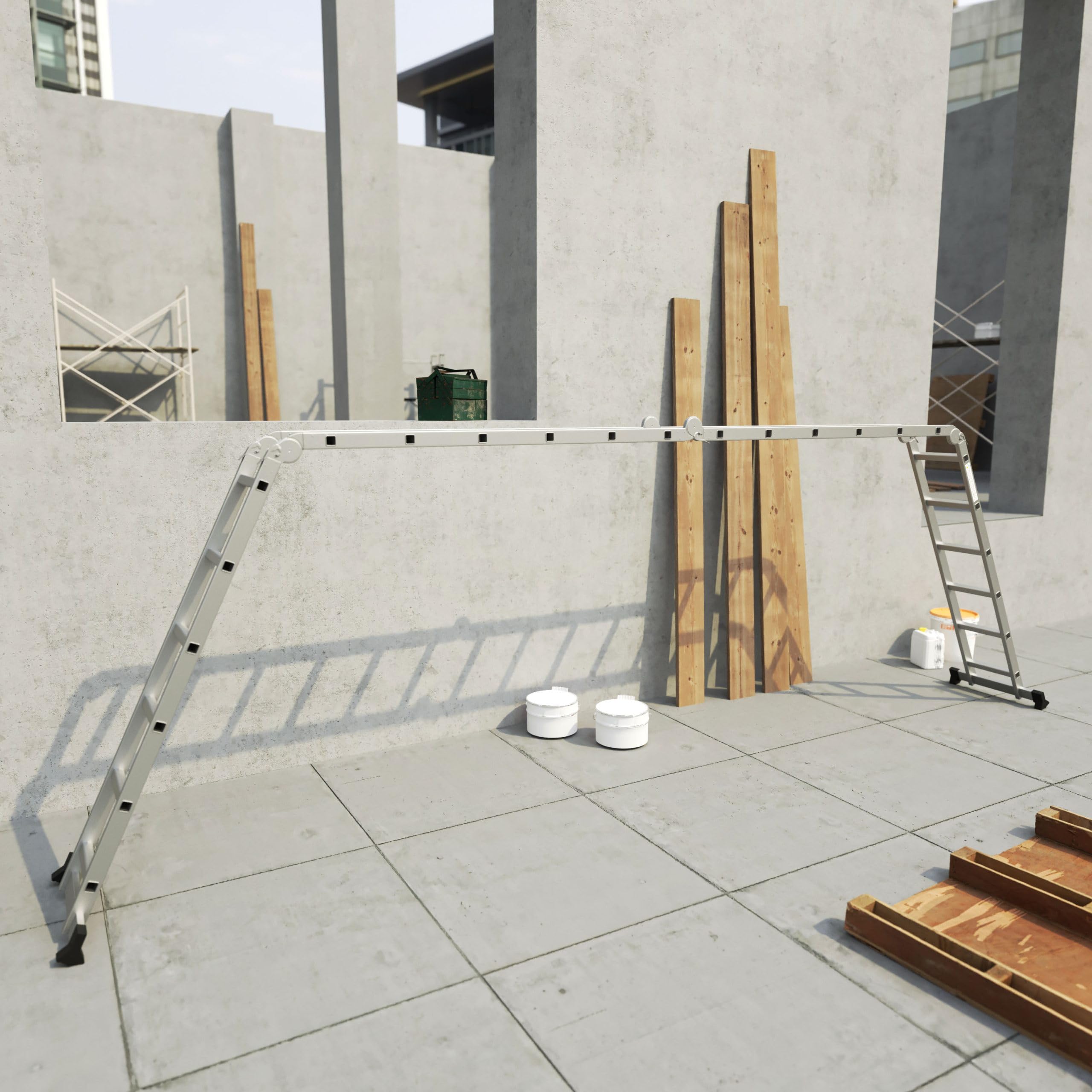 RMBO Échelle pliante 4 x 6, échelle multifonction, 6,90 m de long, 13 supports différents, échelle polyvalente, charge maximale 150 kg, certifiée EN 131.6