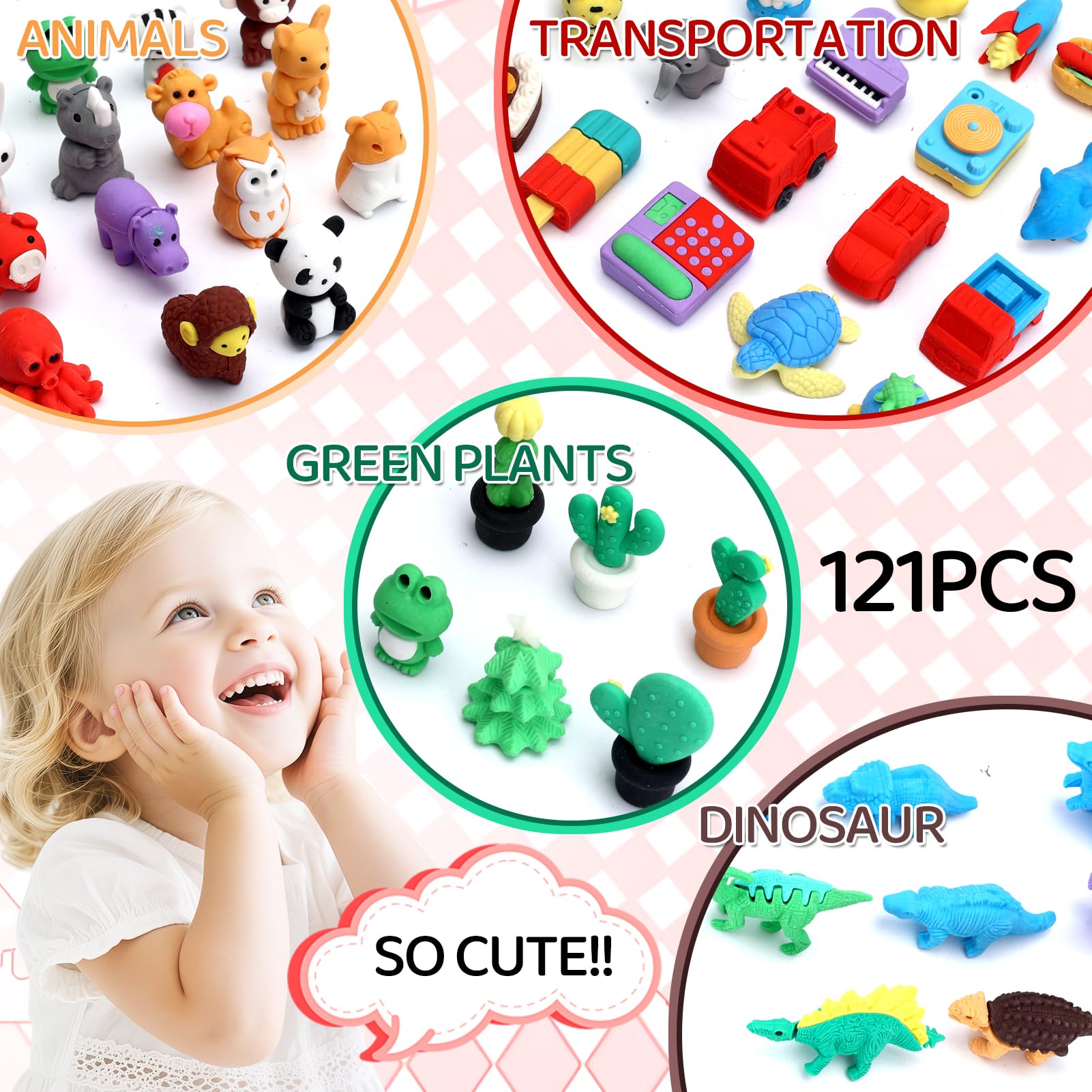 URSKYTOUS 121 x Tier-Radiergummis, für den Schreibtisch, Haustiere für Kinder, Tier-Bleistift-Radiergummi, Spielzeug, Geschenke für Klassenzimmerpreise, Spielbelohnung, Schatzkiste, Ostereierfüller
