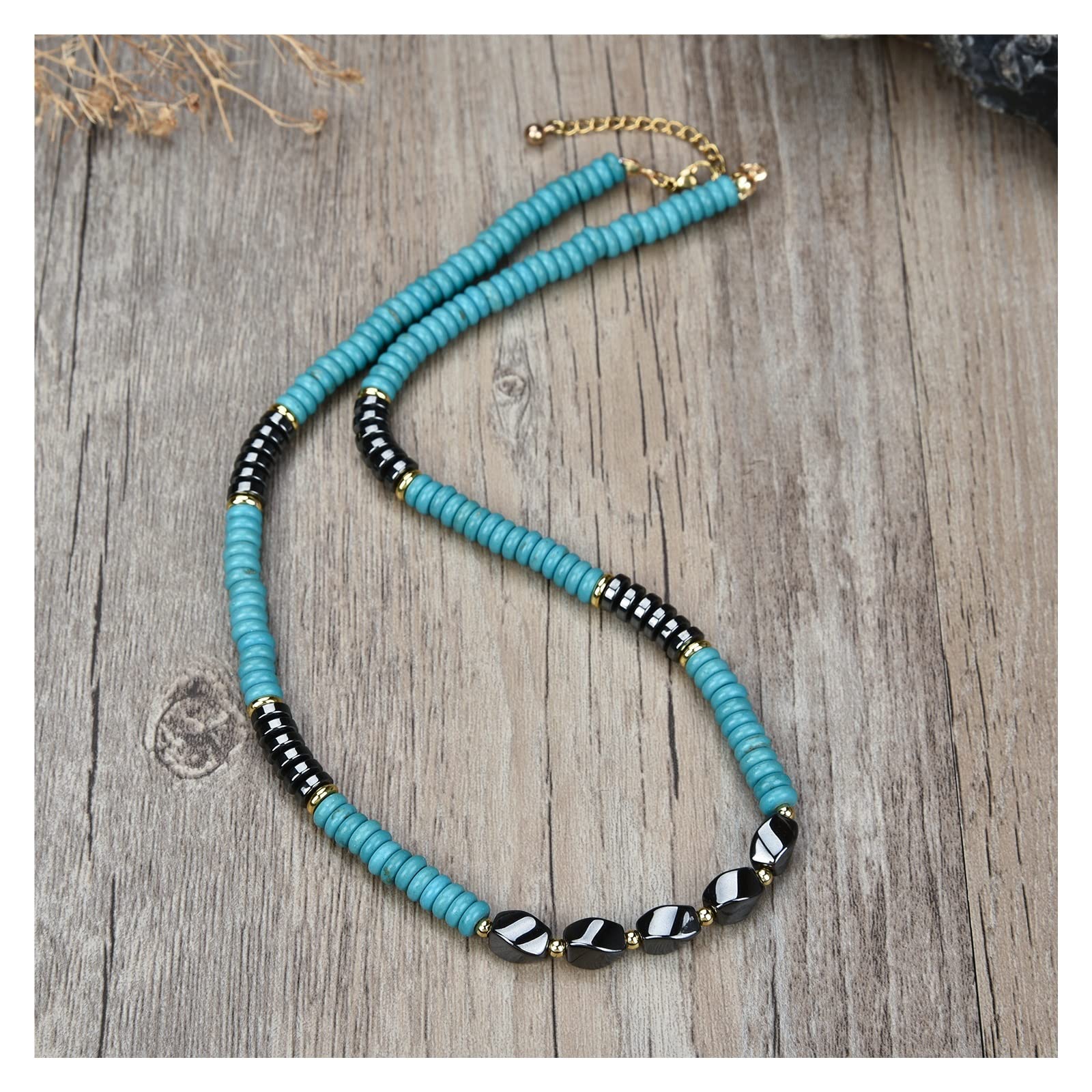 creazione di Gioielli Collana di Perline di Pietra Naturale Uomini e Donne Non mostrano Gioielli in Acciaio. (Color : 60cm, Size : 1)