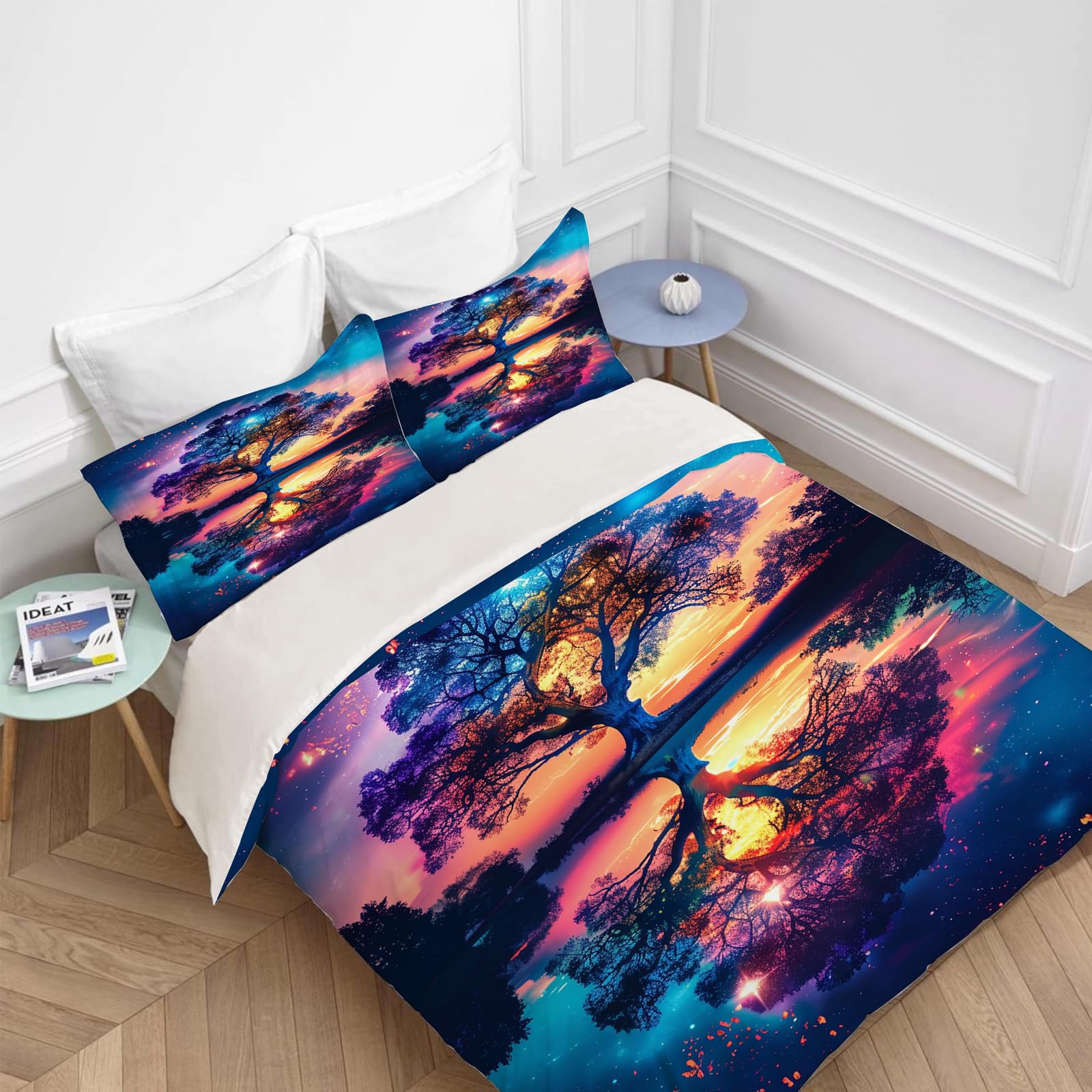 jerkboo Fantasy Tree Bedding Set Tree of Life Duvet Cover Twin Full Queen King Size Comforter Cover for Kids Adults Men Women Tree Theme Quilt Cover Decorative Soft Bedding Set with 2 Pillowcases