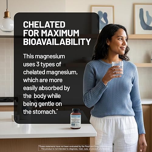 Miniatura 4 de NatureWise Complejo triple de magnesio, glicinato de magnesio de alta absorción + malato + citrato para nervio muscular y apoyo energético, vegano,