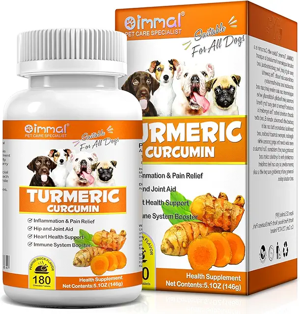 Curcumine Anti-inflammatoire pour Chien - 180 Comprimés Articulaires avec Pipérine