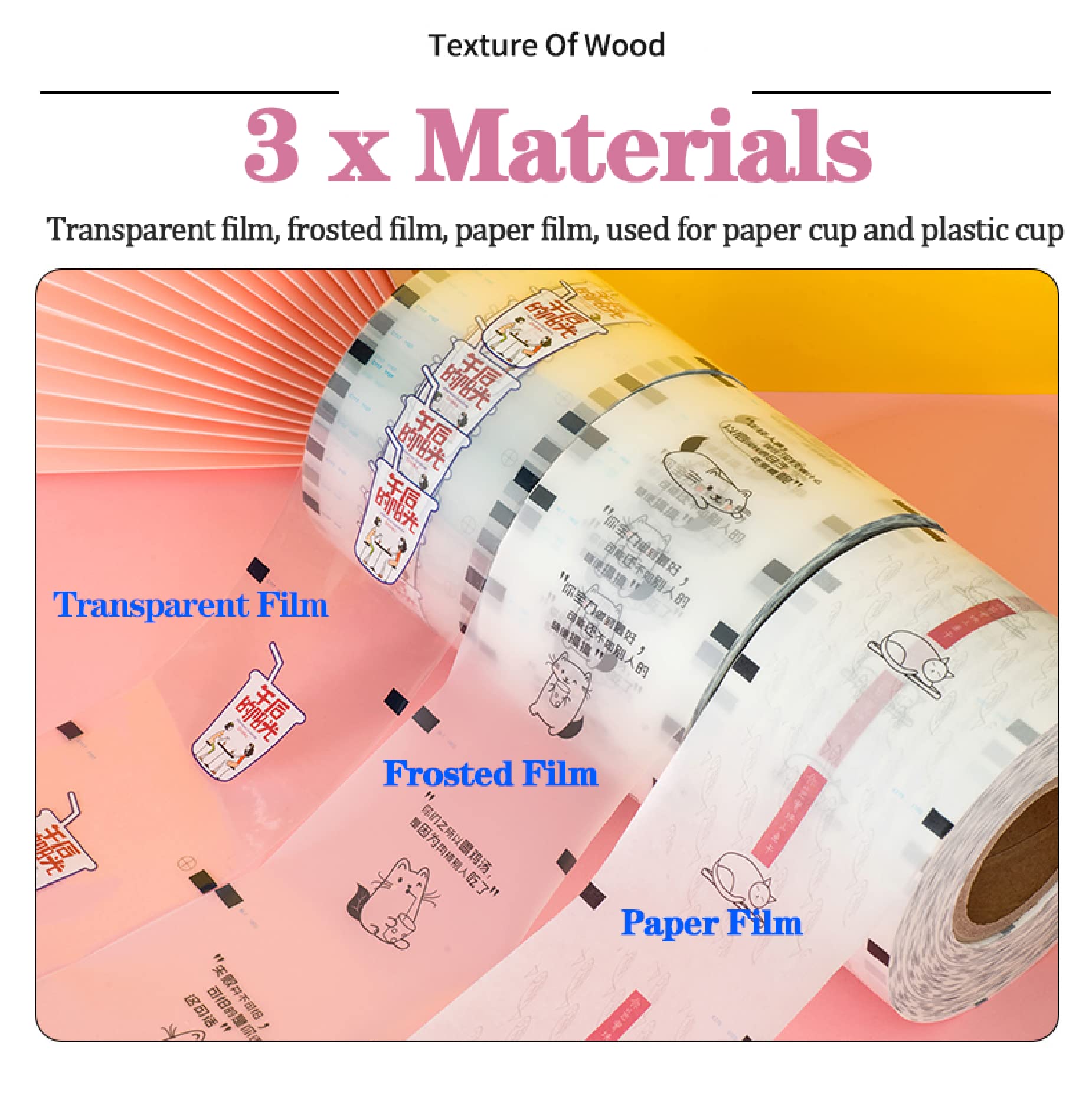 Boba Cup Sealer Film Sealing Film for Milk Tea Cup Customize Your Own Style, 4*roll(Color:4*Matte Film)