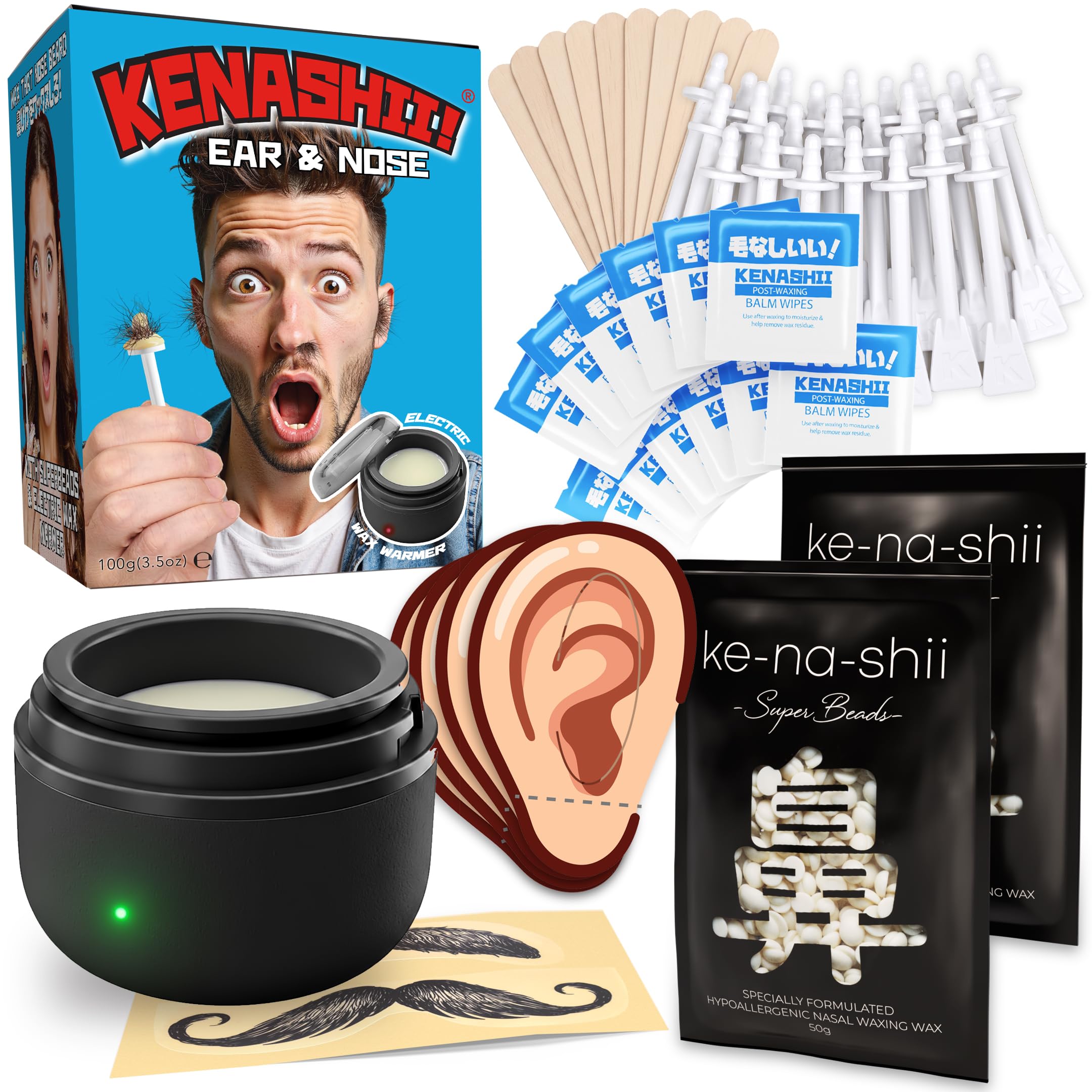 Amazon.com: Kenashii Ear & Nose Waxing Kit, Wax Warmer Set, 100g