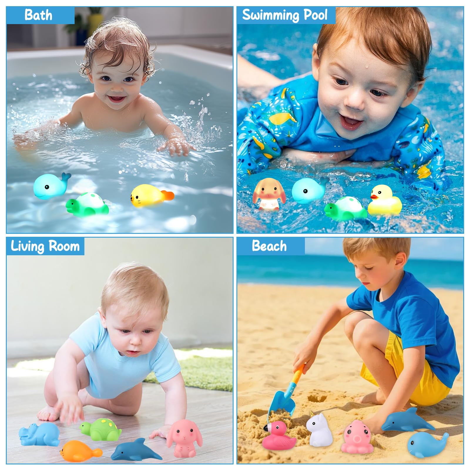 Juguetes de baño luminosos para bebés, paquete de 12 unidades | Juguete de baño para bebés de 1 a 3 años, cambio de color