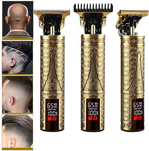 Miniatura 6 de Cortadora de pelo para hombre, sin huecos, inalámbrica, cortadora de pelo con hoja en T, kit profesional de corte de pelo y aseo recargable,