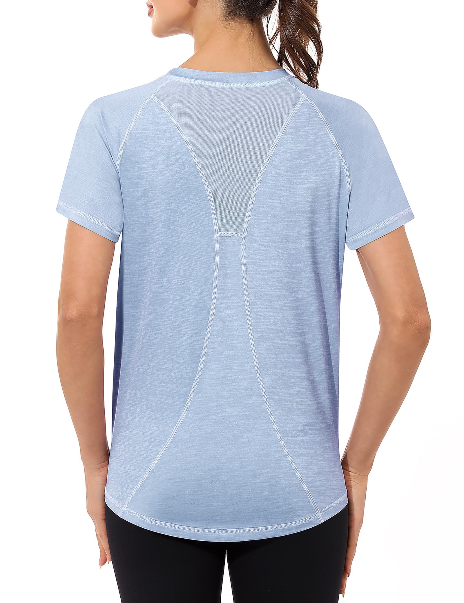 Gyabnw Maglietta Sportiva Donna Magliette Donna Manica Corta Elastico Camicia Palestra Donna Indietro in Rete Traspirante Top Fitness Yoga Corsa Danza
