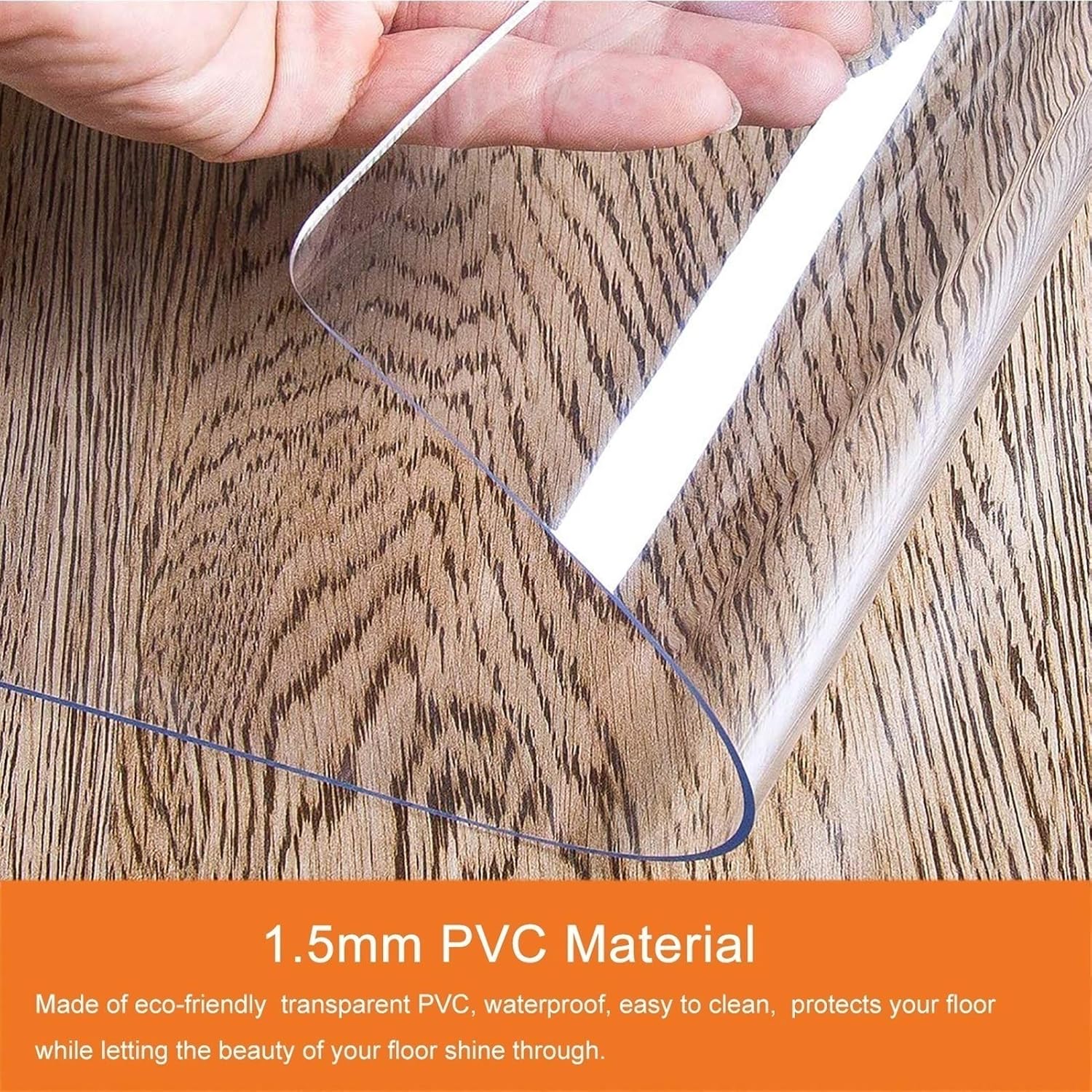 Vinyl Waterproof Hardwood Floor Transparent Runner Rug,Desk Chair Plastic Clear Carpet Protector, 1.5mm in Height, Hallway Rugs Protector(1.5x4m/4.9x13.1ft)