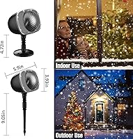 Vista 3 de Proyector de luz de nieve de Navidad, luces de proyector de vacaciones con control remoto, luces giratorias de caída de nieve, iluminación