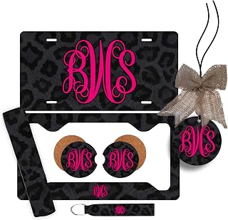 Personalized Monogram Car Accessories, Cheetah Leopard Hot Pink Design
