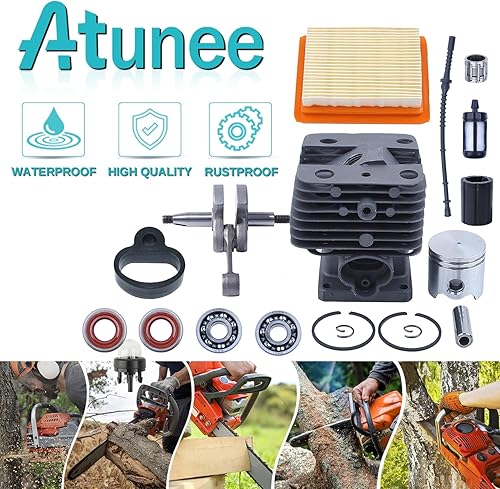 Miniatura 3 de Kit de línea de filtro de combustible de aire de pistón de cigüeñal de 1.378 in compatible con Stihl FS120 FS200 FS200R FS250 FS250R reemplazar la