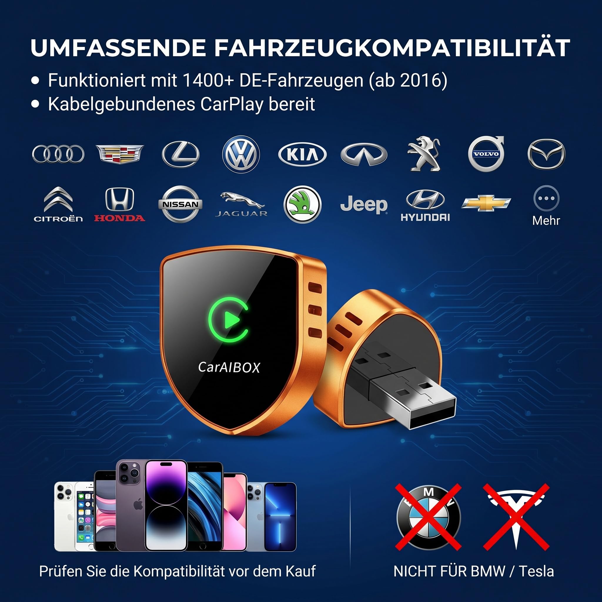 2026 2 w 1 bezprzewodowy adapter CarPlay i Android Auto, Shield Metal Shell, ultra-szybkie WiFi 6 Zero Delay Dongle, automatyczne połączenie (USB/C), tytanowy pomarańczowy