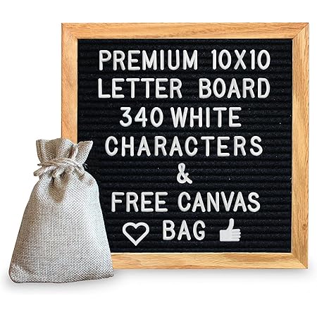 Amazon Com 10 X 10 Premium Solid Oak Framed Changeable Letter Board With Free Canvas Bag 340 Characters 340 White Office Products