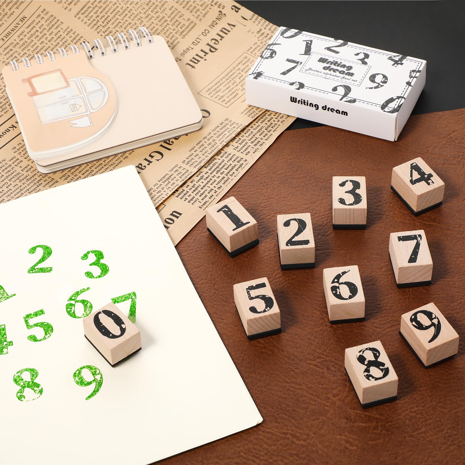 Nummer 0 bis 9 Holz Gummistempel, 10Stk Zahlen Holzstempel, Stempel Dekoration Set für DIY Grußkarten, Scrapbooking, Handwerk, Kartenherstellung