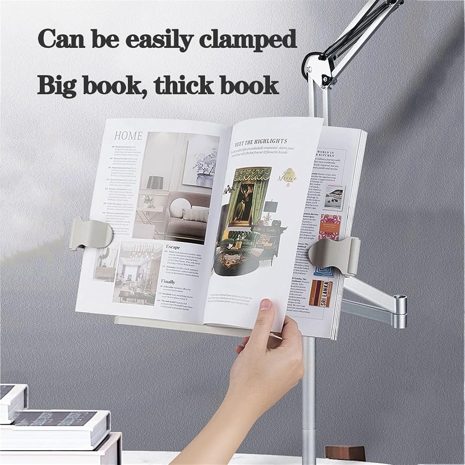 Floor Bookstand,Reading Stand Book Stand Document Holder,Reading Rest Cookbook Cook Book Holder Floor Stand Bookrest Foldable Book Stand Reading Stand Holder,360° Rotating Angle (with lamp) (Wit ( )