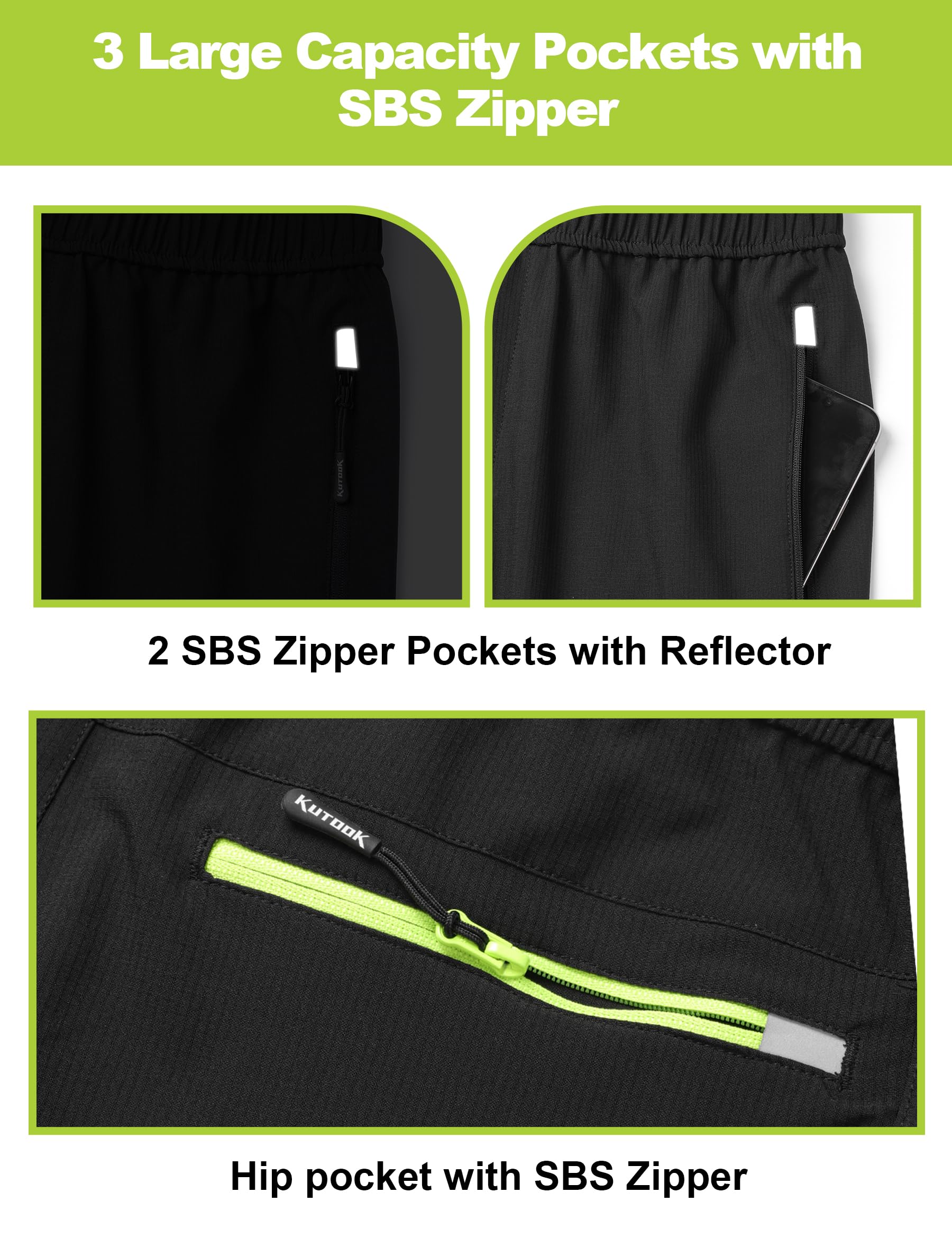 KUTOOK Pantalones Térmico de Ciclismo para Hombre Invierno con Forro Polar Elástico Pantalones de Bicicleta