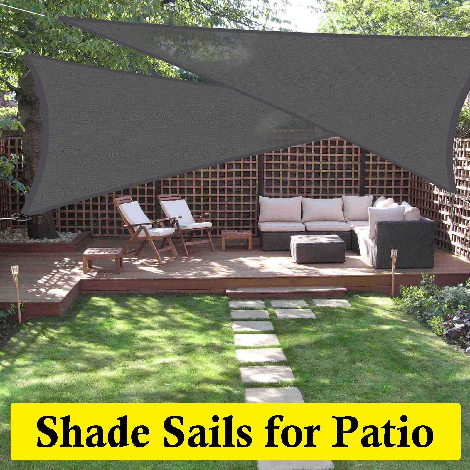 SRHIMEOS 5x5x7m Triangulaire Voiles D Ombrages, Étanche Toile Ombrage Exterieur, Voile D'ombrage Imperméable pour Jardin Terrasse Camping, 95% Protection Solaire Tissu D'ombrage