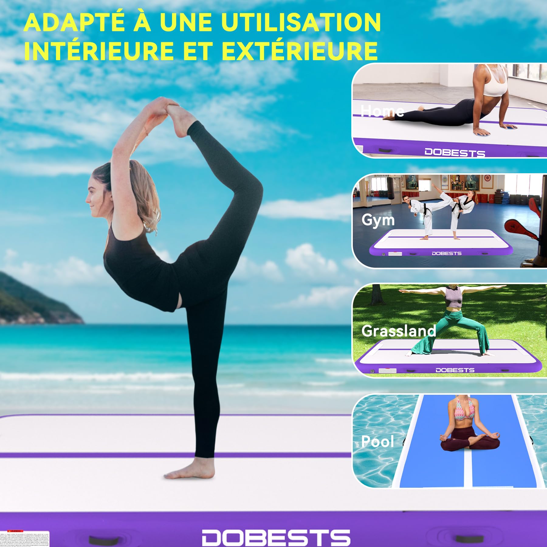DOBESTS Air Track Tapis de Gymnastique Gonflable, Air Floor Mat, 10cm/15cm/20cm Haut Tapis Entraînement, Tapis de Gymnastique 2/3/4/5/6 m, Gym Tumbling avec Pomp a air
