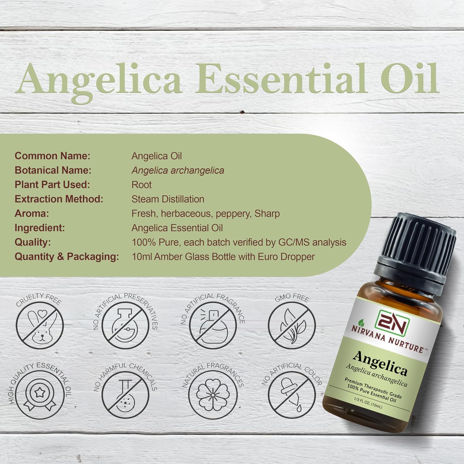 Angelica Essential Oil, 100% Pure Undiluted, Aromatherapy Oil for Diffuser, Hair & Skin Care