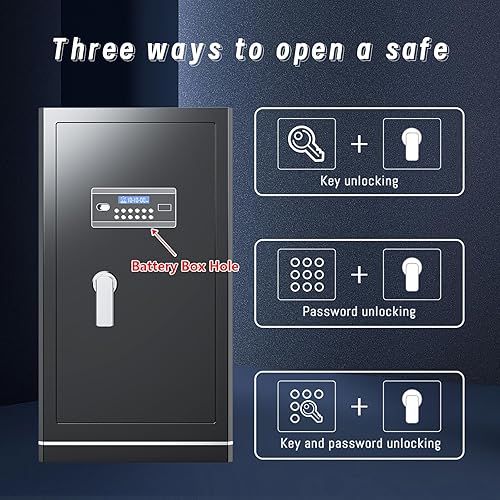 Miniatura 4 de FABAO Caja fuerte ignífuga grande de 8.1 pies cúbicos, seguridad digital para el hogar, a prueba de fuego, impermeable, con teclado programable,
