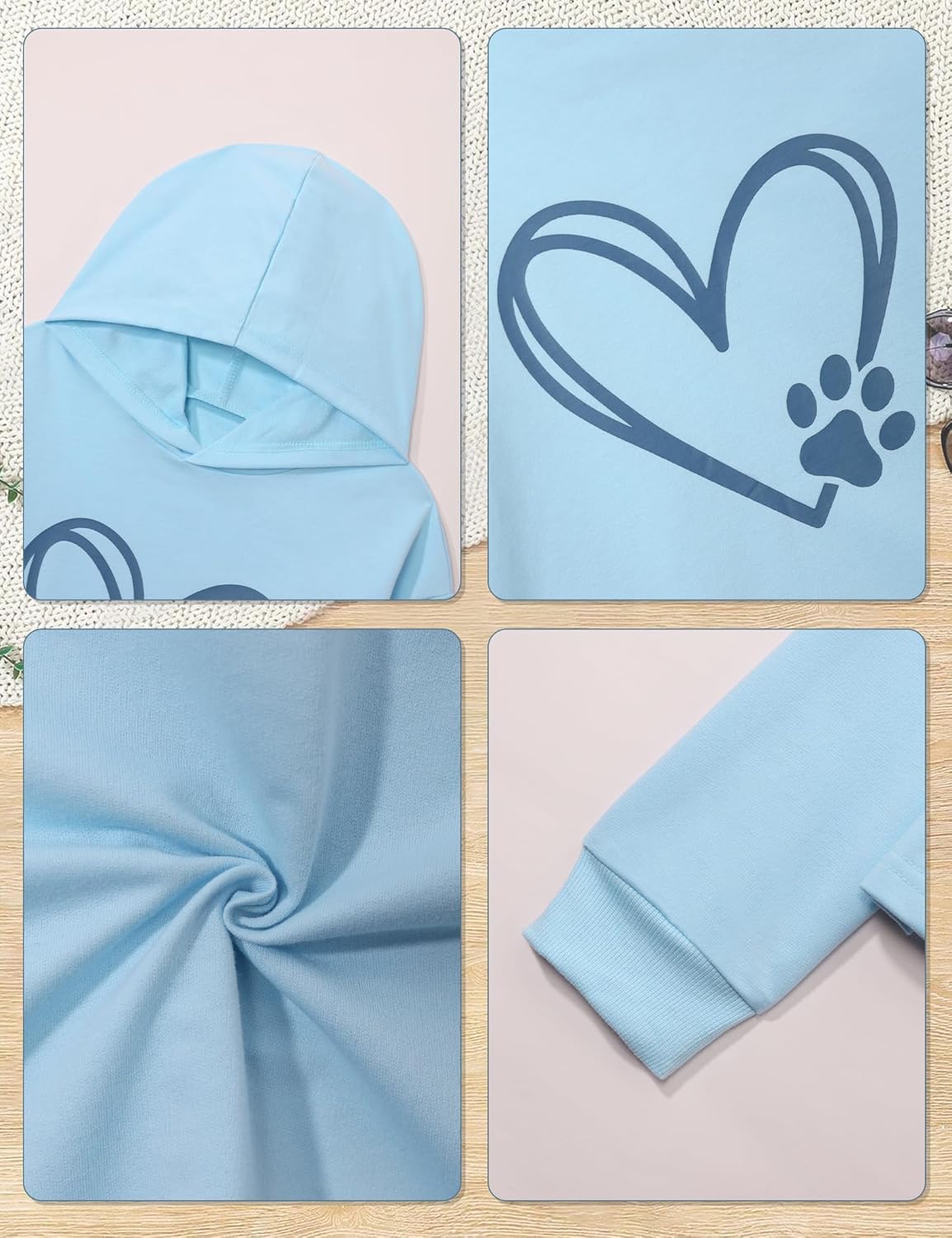 Girls Clothes Heart Print Hoodie Tops Long Sleeve Sweatshirts and Cargo Pants Fall Winter Girls' Clothing Sets 6-14 - Image 4