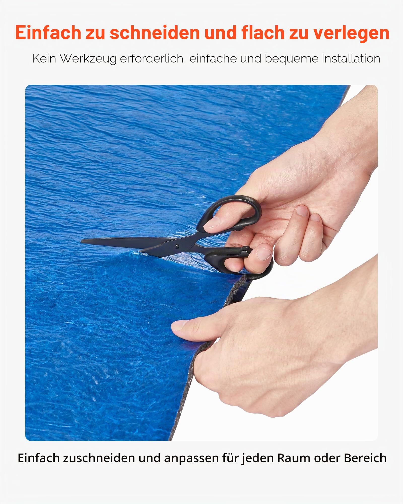 VEVOR Trittschalldämmung, 37,2 m², 3 mm Laminatbodenunterlage mit angebrachter Dampfsperre, Faser + PE-Folie, Schalldämmung & Geräuschreduzierung für Vinyl und Holz (2 Rollen x 18,6 m²)