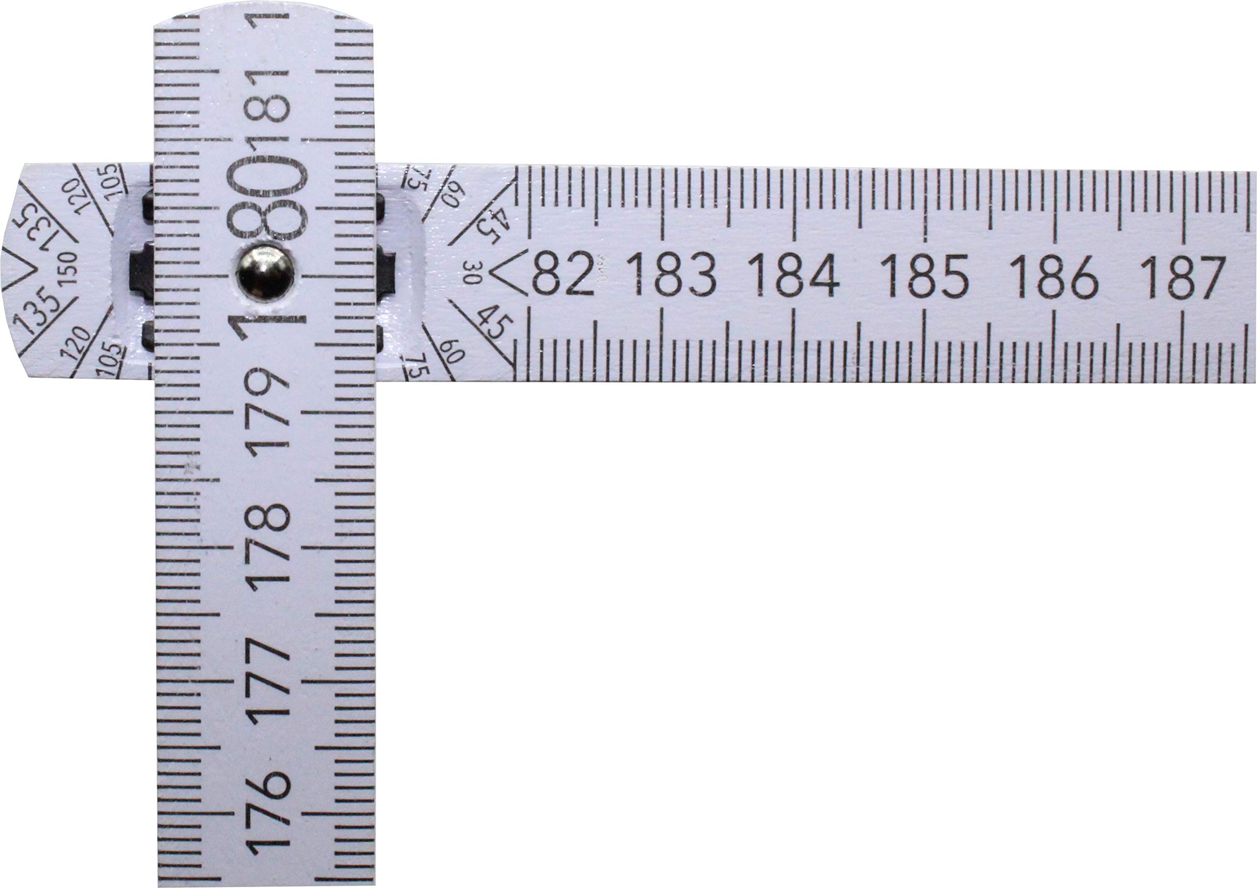 Adga 250 Plus Lot de 20 règles pliantes 2 m avec verrouillage d'angle de 90°/180° et échelle d'angle (30°/45°/60°/75°/90°) - Adga 250 plus - En bois de hêtre - Blanc sans impression publicitaire