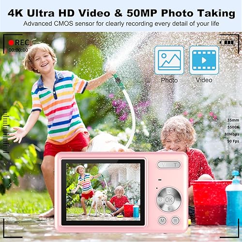Miniatura 2 de Cámara digital, enfoque automático UHD 4K 50MP cámara de vlogging para fotografía con tarjeta SD de 32 GB, zoom 16X, antivibración, cámaras
