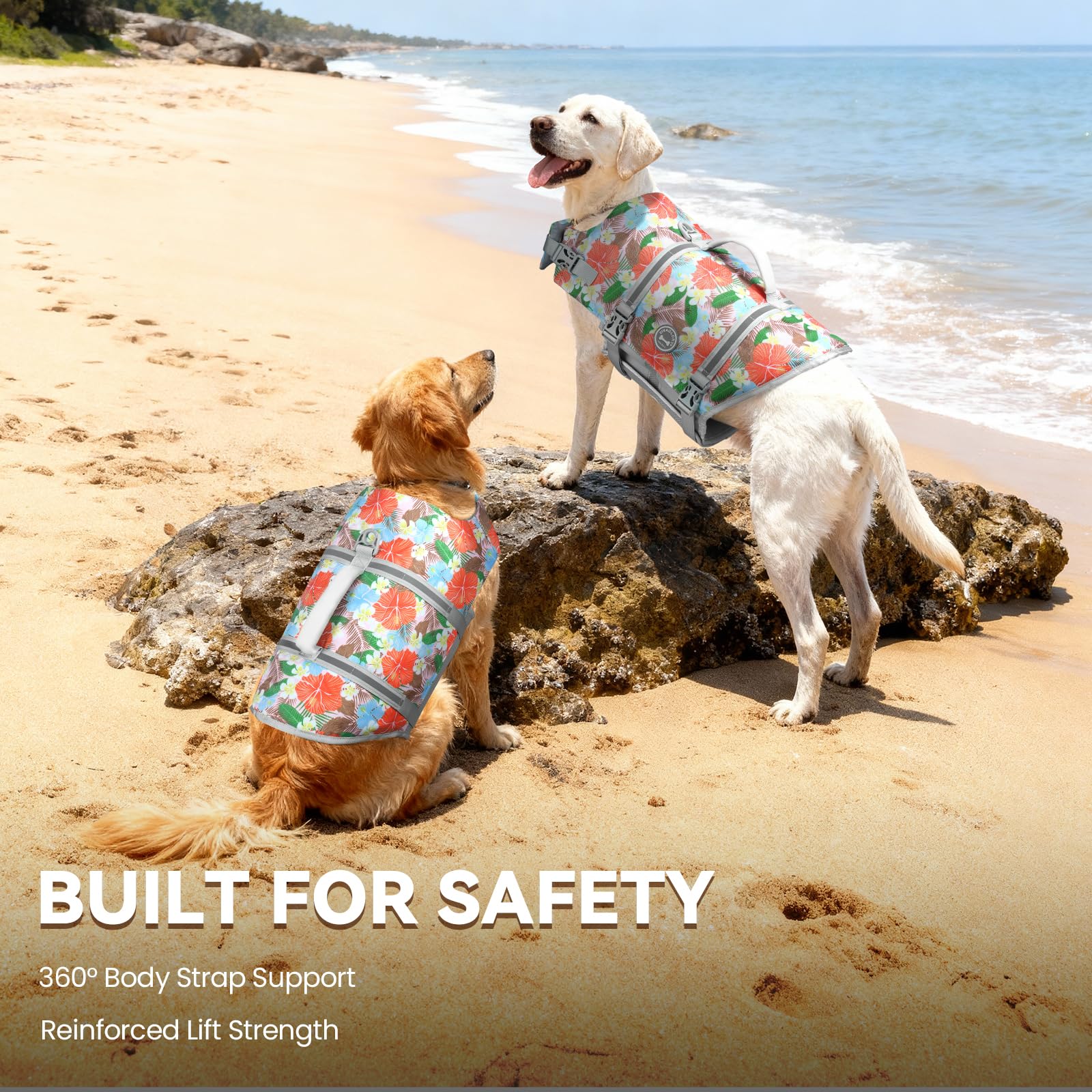 VIVAGLORY Rip Stop Dog Life Jacket, Buoyancy Aid with Handle, Buoyancy for Doggy, Dog Life Jacket for Swimming & Boating, XXS, Bright Orange — view 30