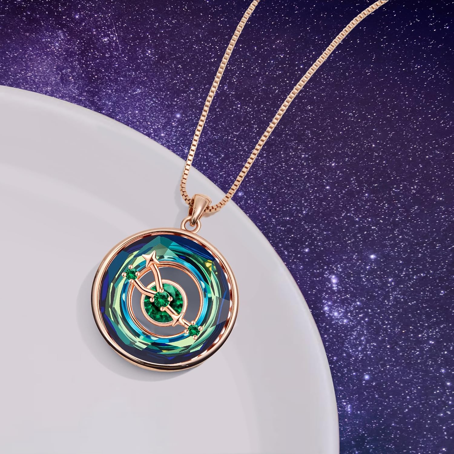 Distance Zodiac Constellation Birthstone Necklace for Women, S925 Sterling Silver Premium Austria Crystal Horoscope Pendant, Rose Gold Plated Necklace Christmas Birthday Jewelry Zodiac Gifts for Her - Image 7