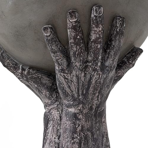 Miniatura 6 de HOMPUS Mesa auxiliar redonda moderna de hormigón, mesa auxiliar decorativa con base de dos manos, decoración única del hogar para sala de estar,