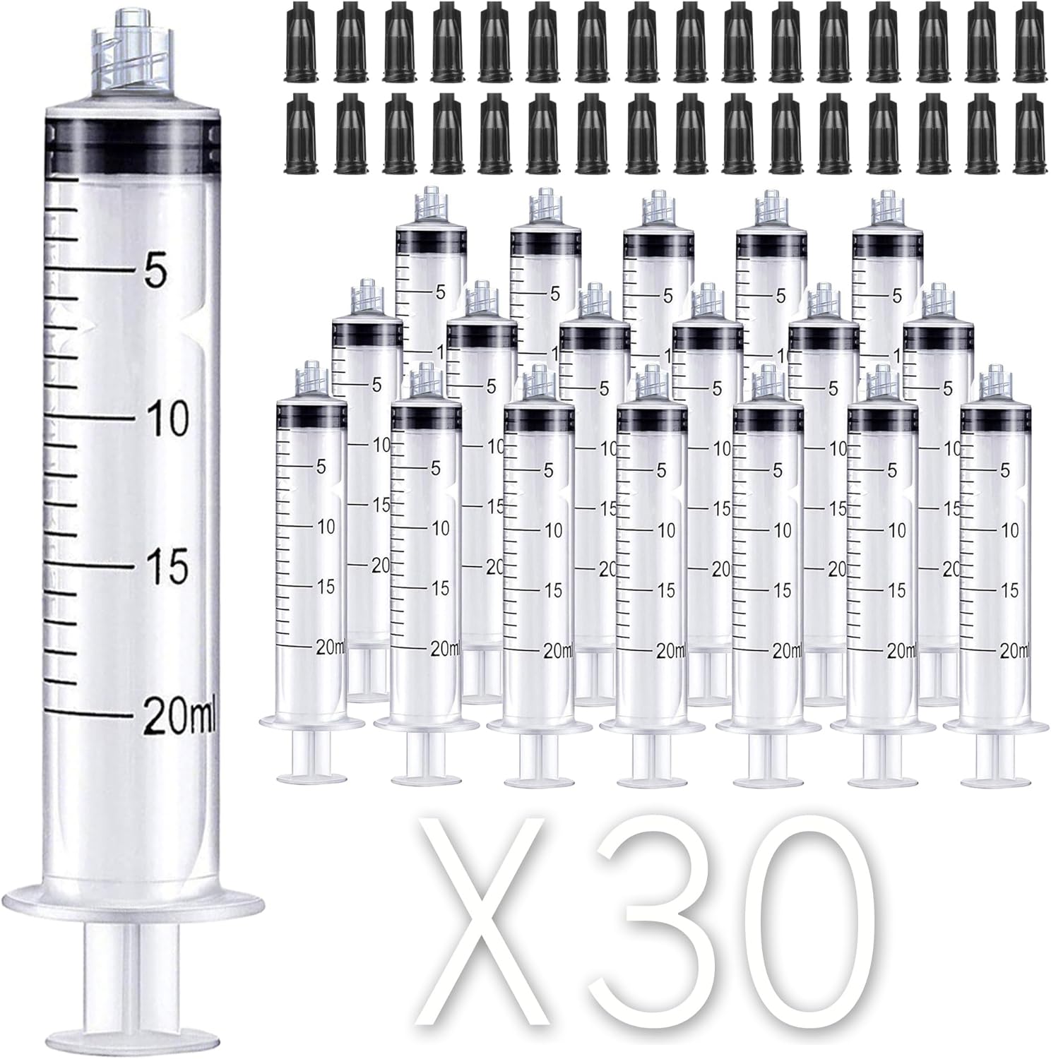30 Pack 20ml Luer Lock Syringe Without Needle Plastic Syringes for Glue Syringe