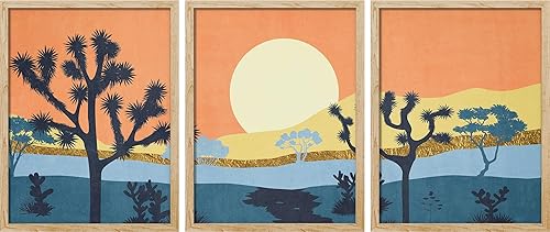 SIGNWIN Póster enmarcado, arte de árbol de Joshua, impresión en lienzo de paisaje del desierto del suroeste, arte de pared bohemio enmarcado,