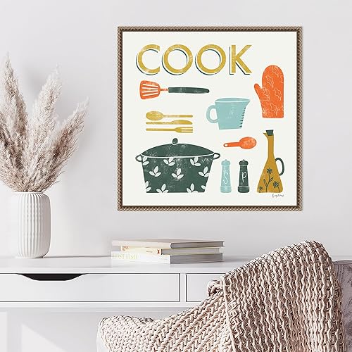 Miniatura 5 de Amanti Art Framed Canvas Wall Art 22x22 Retro Kitchen III Cook by Becky Thorns, Framed Wall Art Canvas, Cuisine Artwork, Traditional Decor, Medium