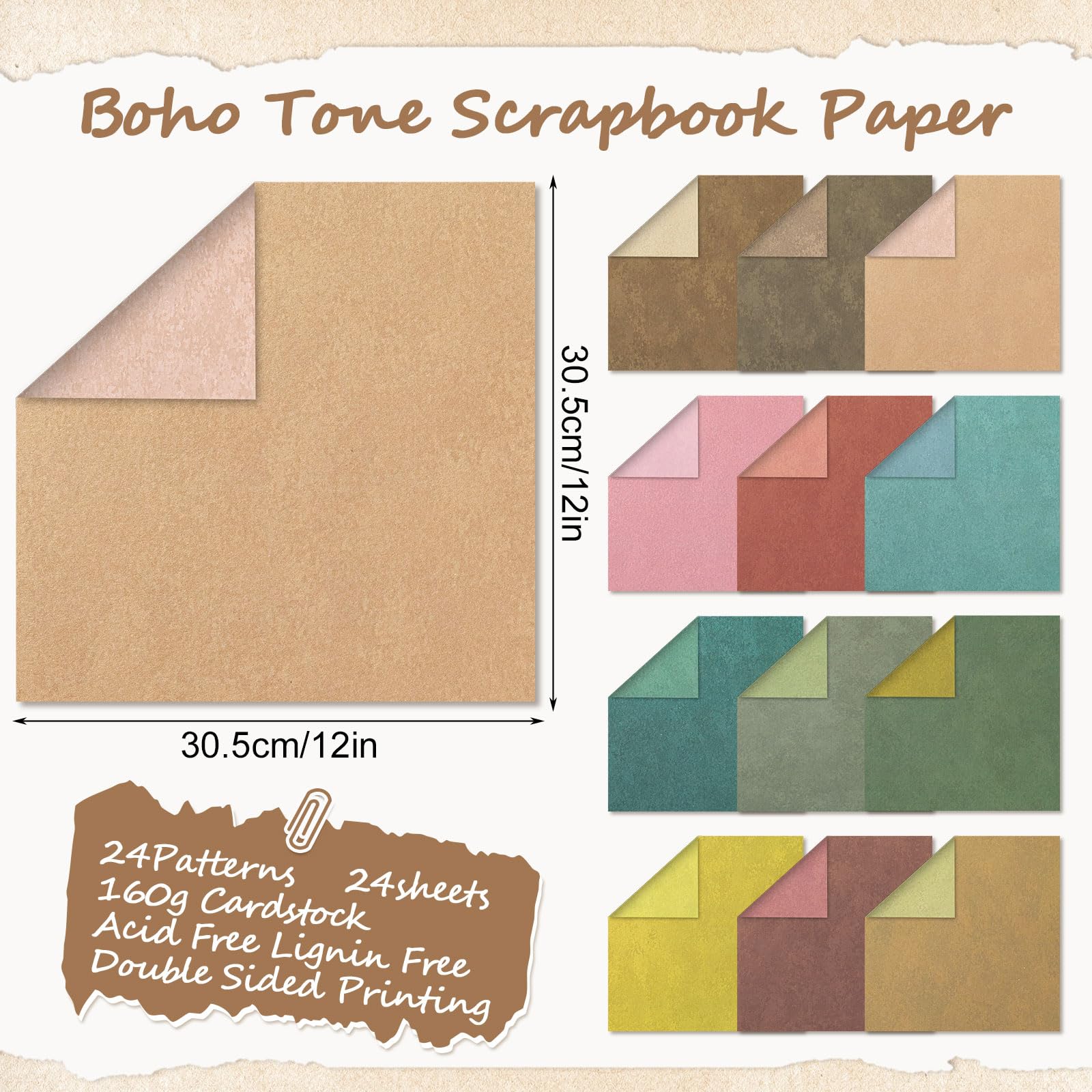 Boho Scrapbook Paper - 24 Sheets 12x12 -2