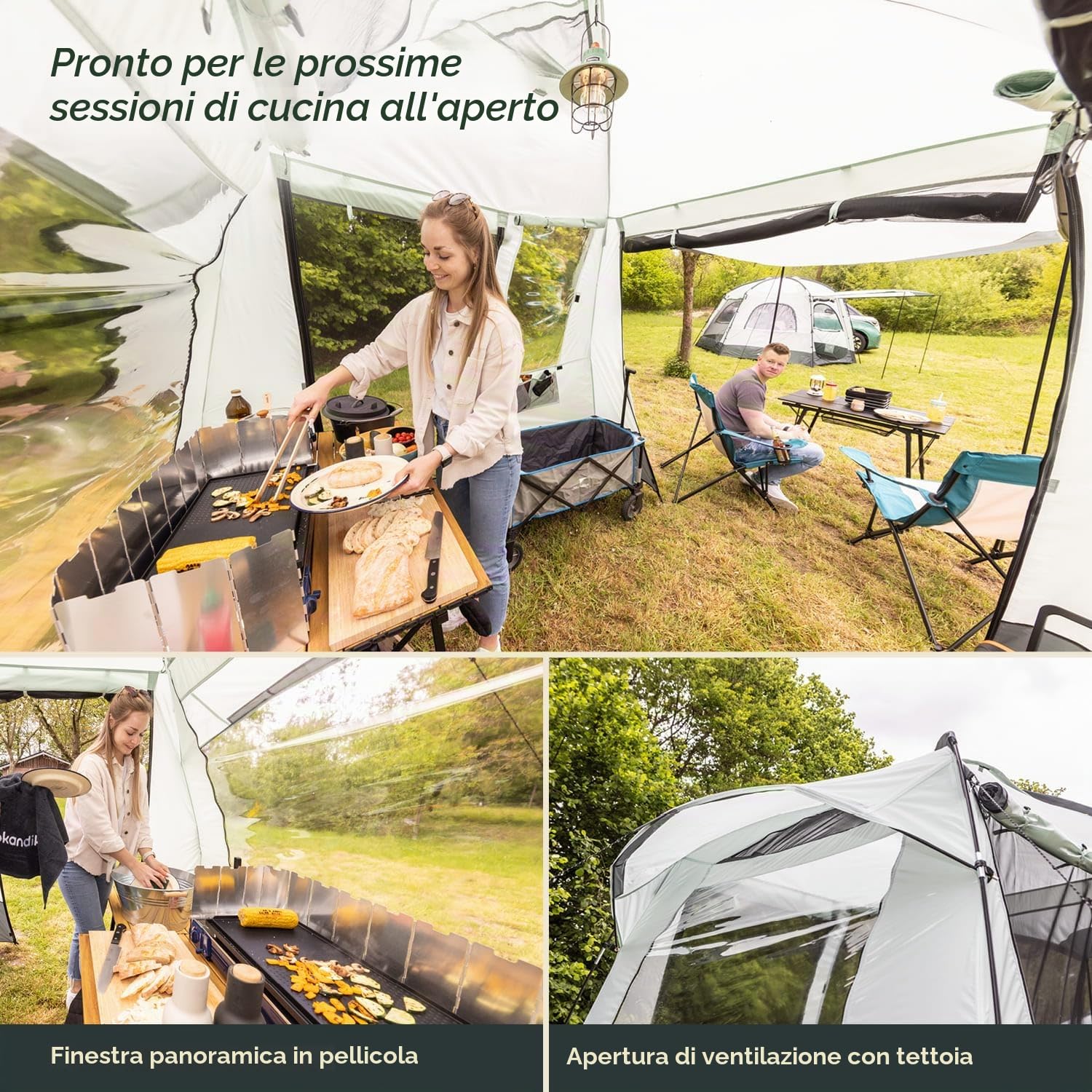 Skandika Tenda multiuso 250 x 250 cm | Tenda da campeggio per 3 persone, zanzariera, pavimento in velcro, finestra panoramica, tenda da sole