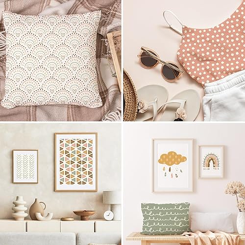 Miniatura 7 de Whaline 12 hojas de vinilo bohemio de transferencia de calor, retro, bohemio, arco iris, corazón, lunares, rayas, HTV para planchar en vinilo